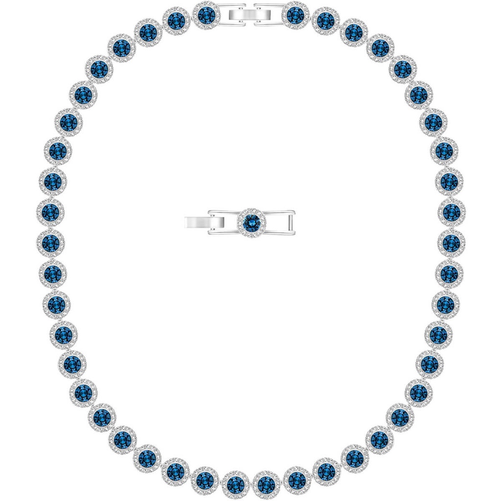 Collar Swarovski Tenis Halo Azul y Blanco