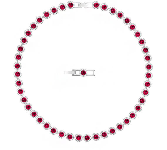 Collar Swarovski Tenis Halo Rojo Rubí Rodio