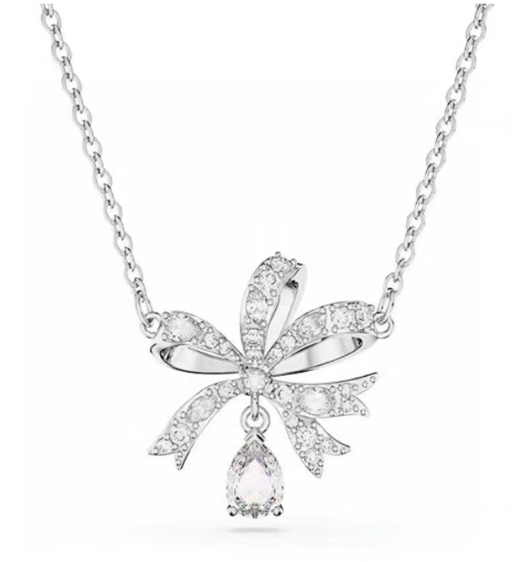 Collar Swarovski Lazo Alado Pavé Blanco Rodio