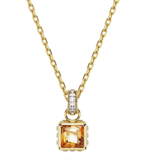 Collar Swarovski colgante cristal ámbar corte escalonado