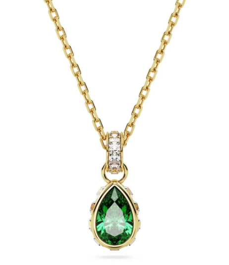 Collar Swarovski colgante cristal verde forma de pera