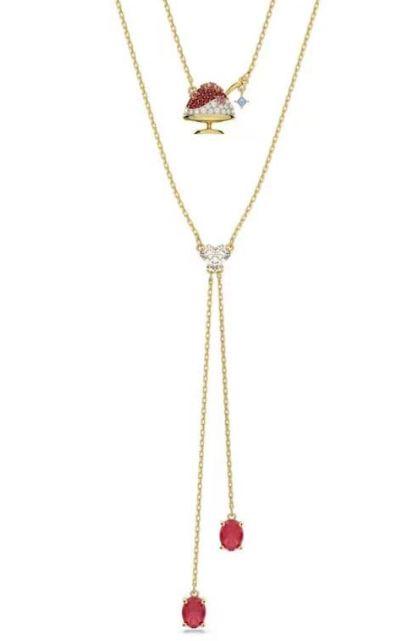 Collar Swarovski fresa pavé y gotas ovaladas rojas