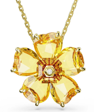 Collar Swarovski flor cinco pétalos cristal amarillo