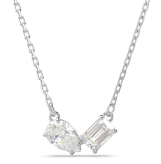 [X451] Collar Swarovski dos piedras pera y rectángulo transparentes