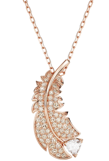 Collar Swarovski pluma pavé oro rosa