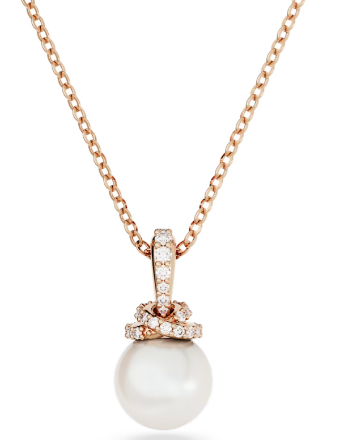 Collar Swarovski Perla y Nudo Pavé Oro Rosa