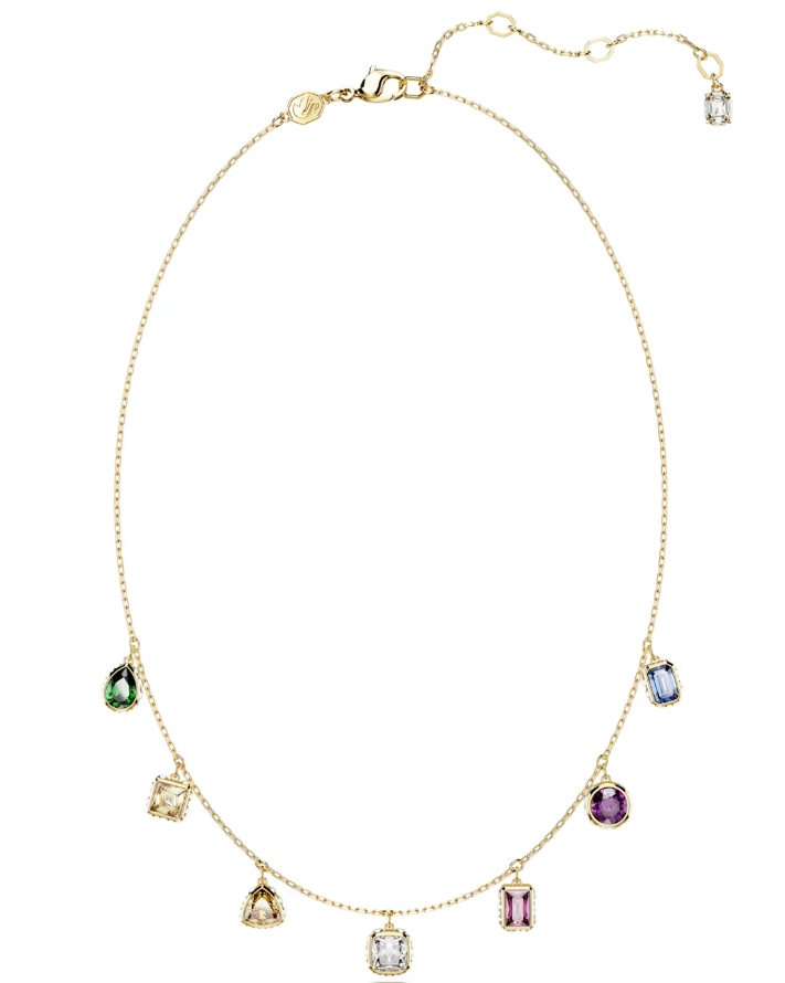 [X460] Collar Swarovski Gema Dijes Multicolor Oro