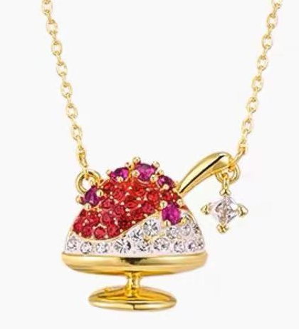 Collar Swarovski Colgante Canasta Roja y Blanca Oro