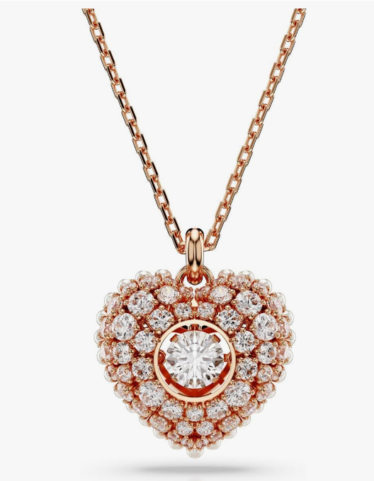 Collar Corazón Pavé Doble Halo Oro Rosa