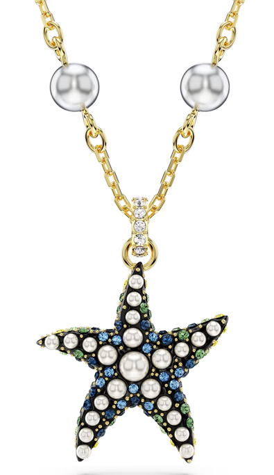Collar Idyllia Estrella de Mar Perlas y Cristal Azul Verde