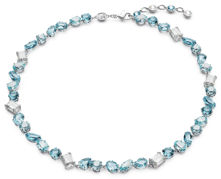 Collar Matrix Cristales Azul Celeste Cortes Mixtos