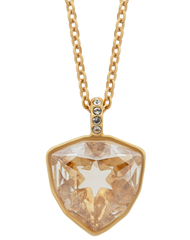 Collar colgante escudo cristal champán estrella baño oro