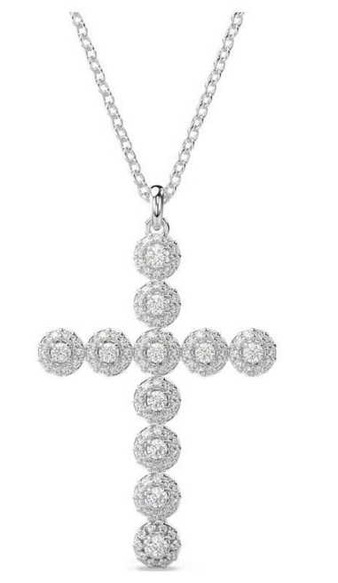 Collar colgante cruz redondas pavé rodio