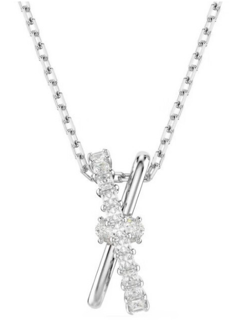 Collar colgante cruzado pavé rodio