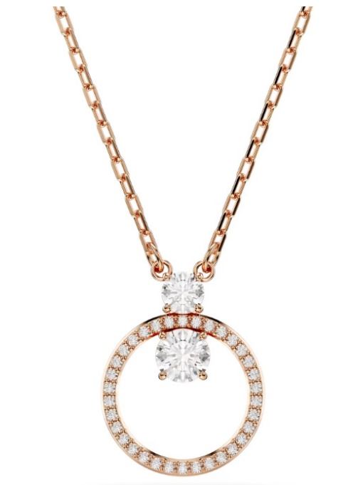 Collar colgante círculo abierto pavé tono oro rosa
