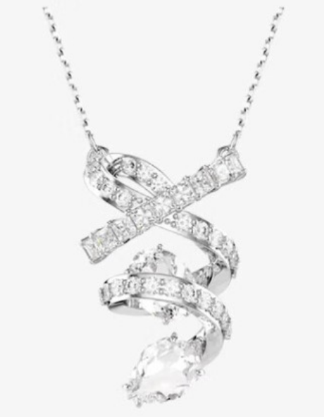 Collar colgante espiral pavé gota rodio