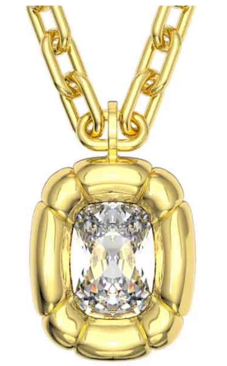 Collar Swarovski Lucent Cristal Blanco Baño Dorado