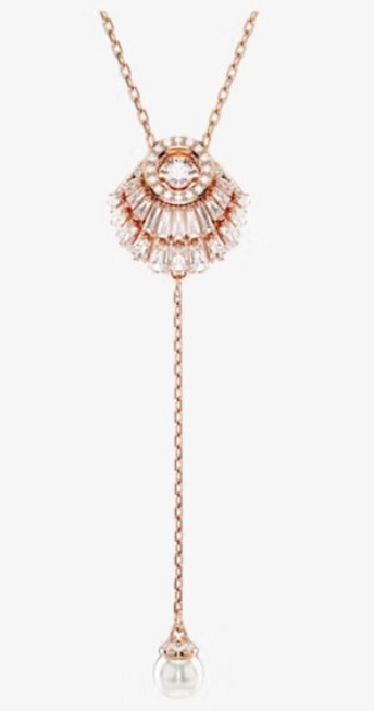 Collar Swarovski Lazo Abanico Cristales con Perla