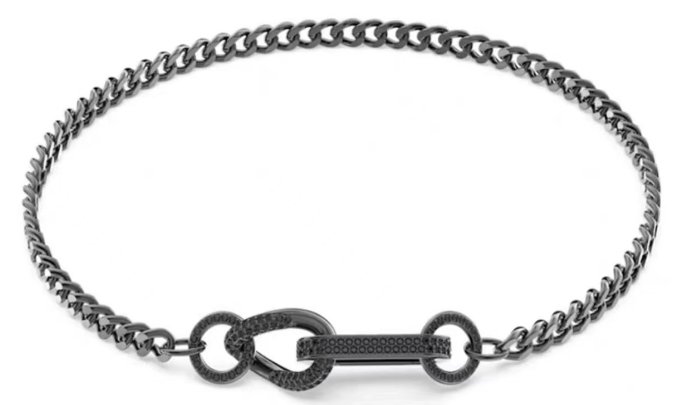 Collar Swarovski Cadena Barbada Cierre Pavé Negro