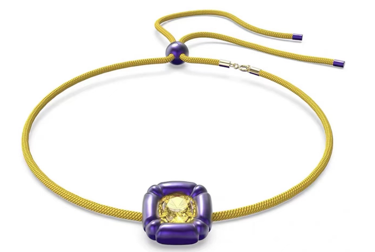 Collar Swarovski Lucent Cordón Mostaza Cristal Amarillo