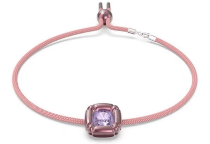 Collar Swarovski Lucent Cordón Rosa Cristal Lila