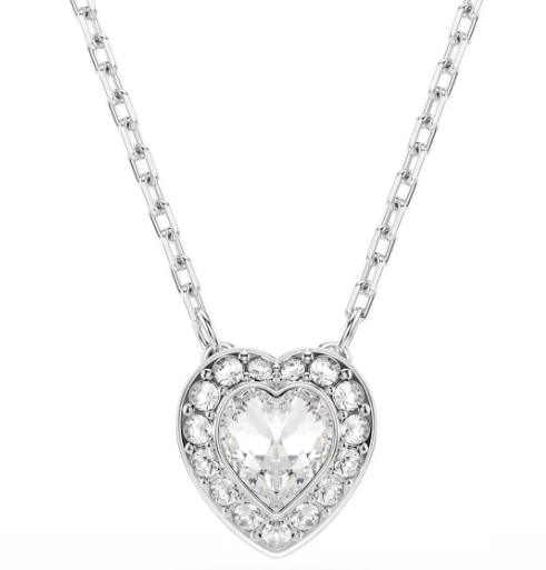 Collar Swarovski Corazón Halo Cristal Blanco Rodio