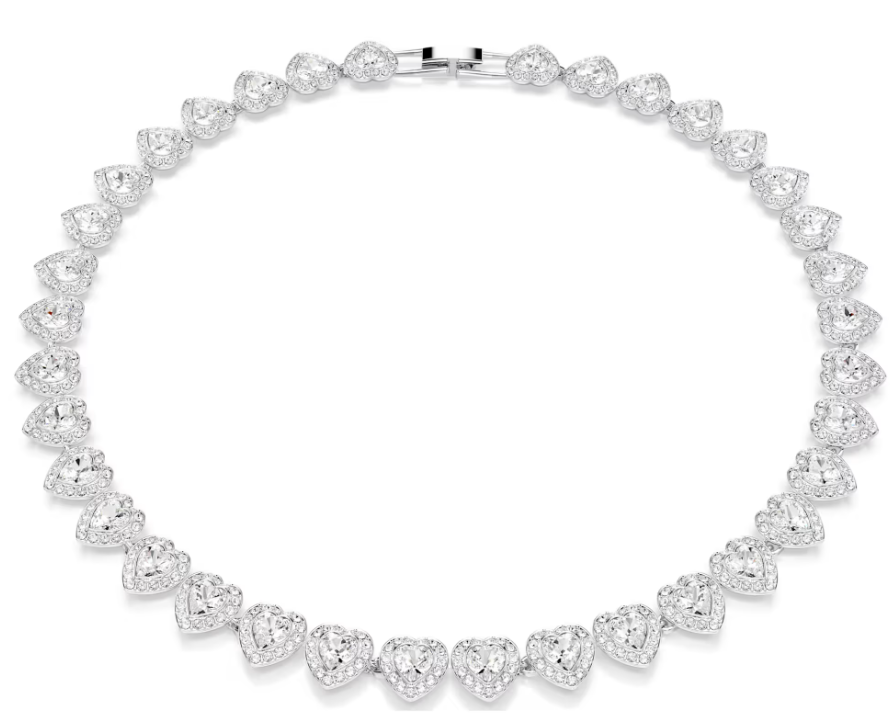 Collar Swarovski Cadena Corazones Pavé Blanco Rodio