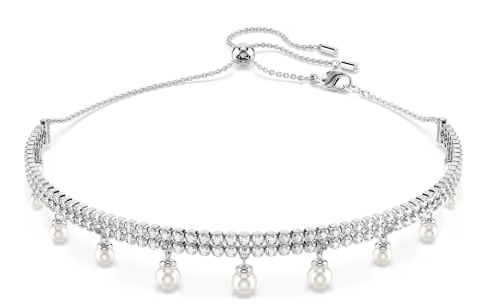 Collar Swarovski Doble Hilera Cristales con Perlas Colgantes