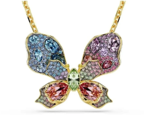 Collar Mariposa Pavé Multicolor Baño Dorado