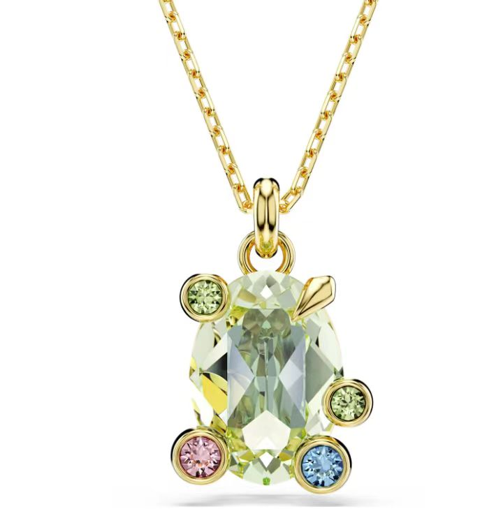 Collar Piedra Ovalada Verde Amarillo con Acentos
