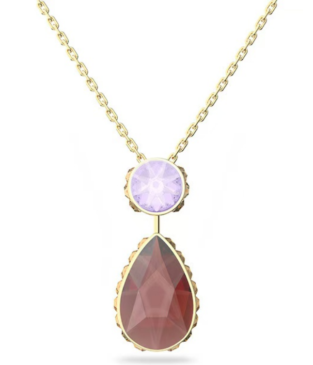 Collar Piedra Pera Burgundy y Lila