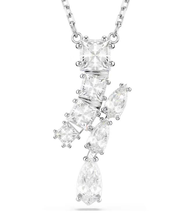 Collar Racimo Geométrico Cristales Blancos