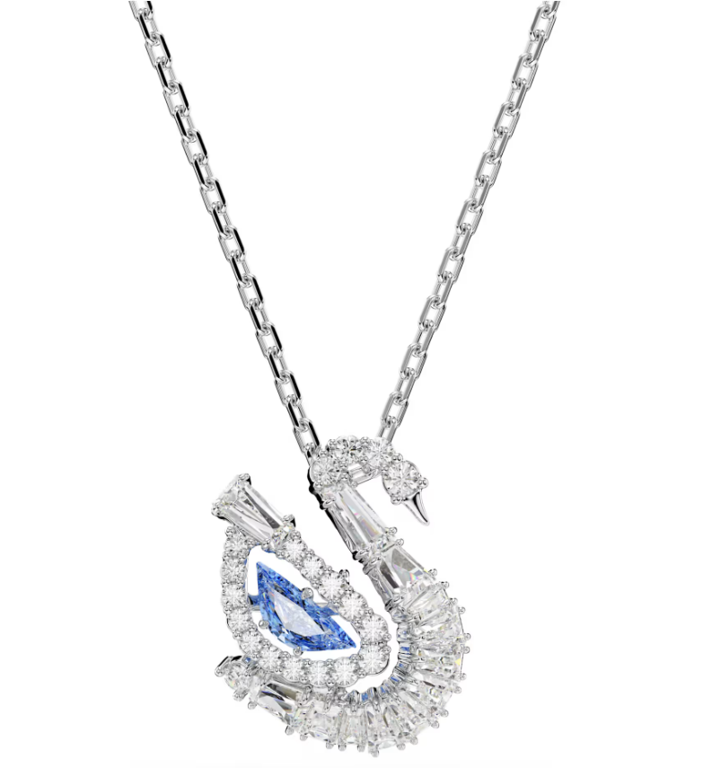Collar Cisne Pavé con Acento Azul