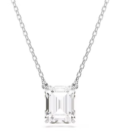 Collar Solitario Millenia Blanco Rectangular