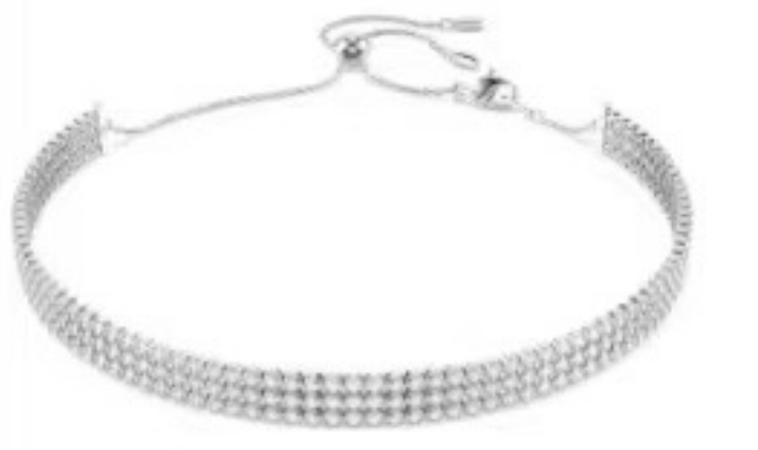 Collar Rígido Multihilera Pavé Blanco Ajustable