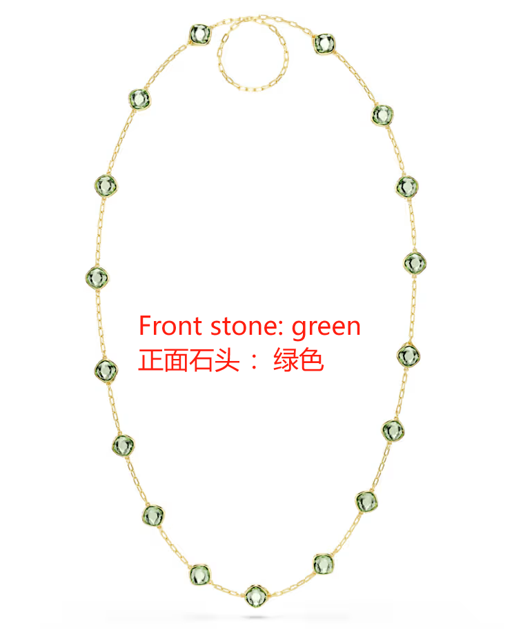 Collar Piedras Redondas Verdes en Cadena Dorada