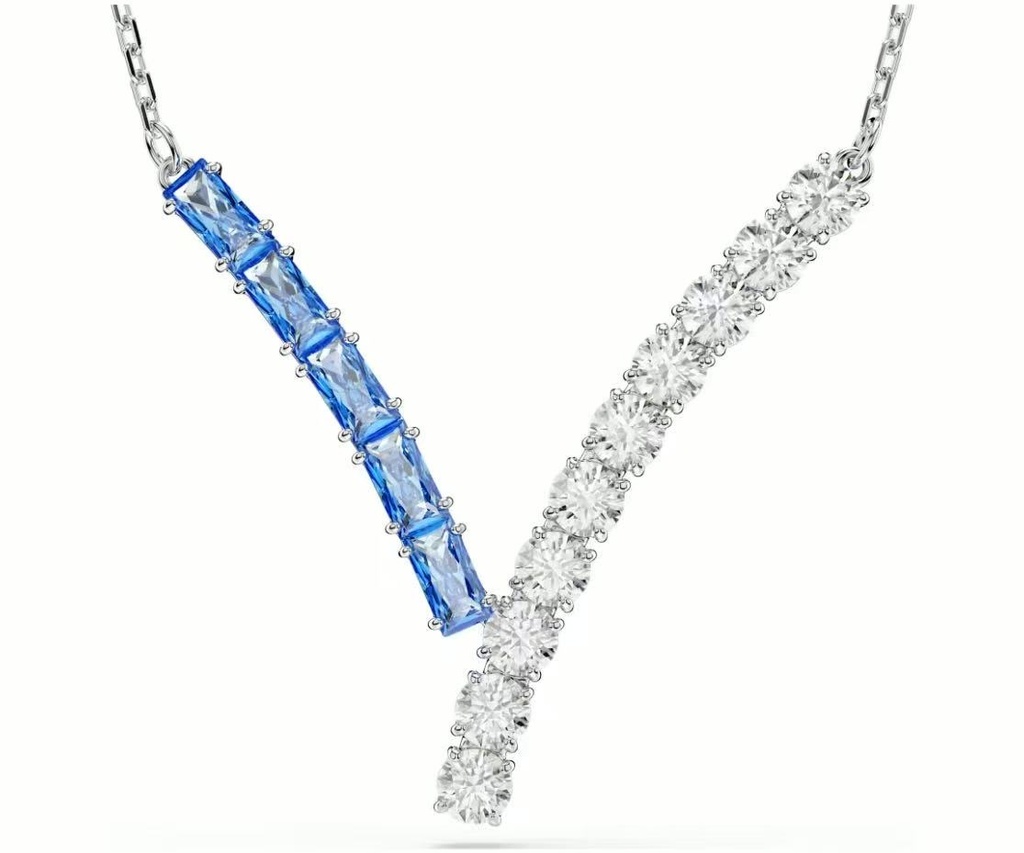 Collar Swarovski Matrix Asimétrico Azul y Blanco