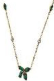 Collar Cadena Dorada Moño Cristales Verdes Marquise