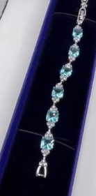 Brazalete Tenis Cristales Aqua Ovalados