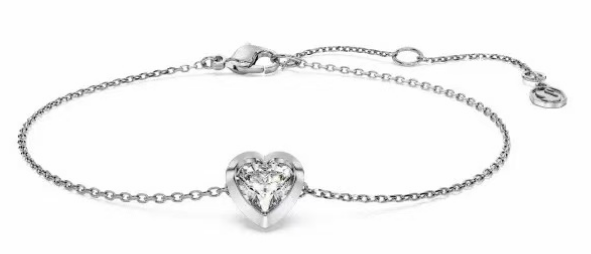 Brazalete Swarovski Cadena Corazón Cristal Blanco