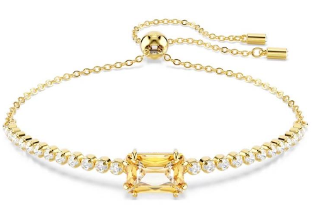 [A335] Brazalete Millenia Swarovski cristal octagonal ámbar pavé oro