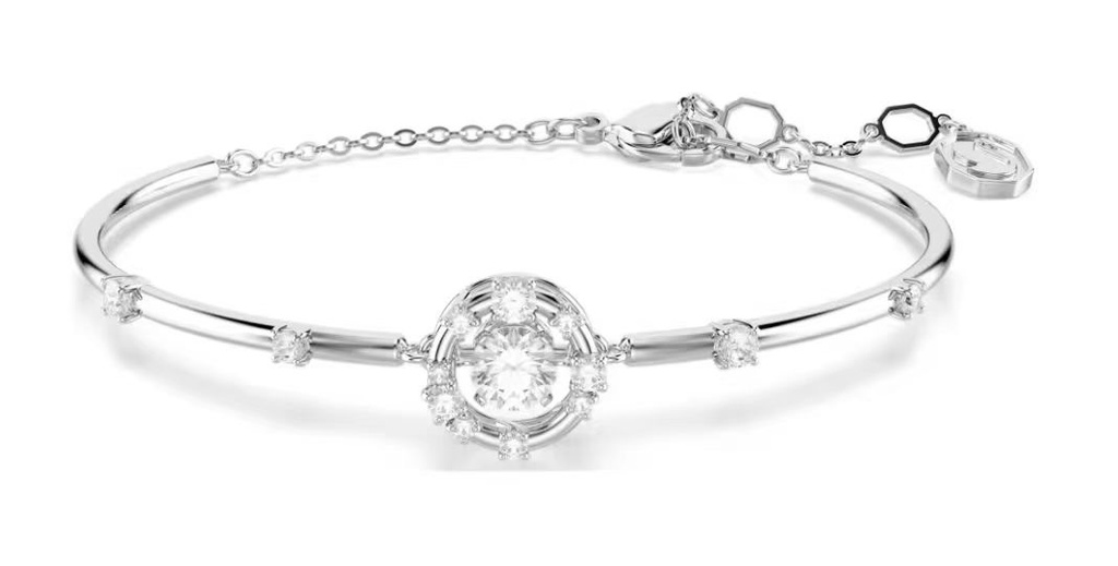 Brazalete Sparkling Dance Swarovski halo circular plateado