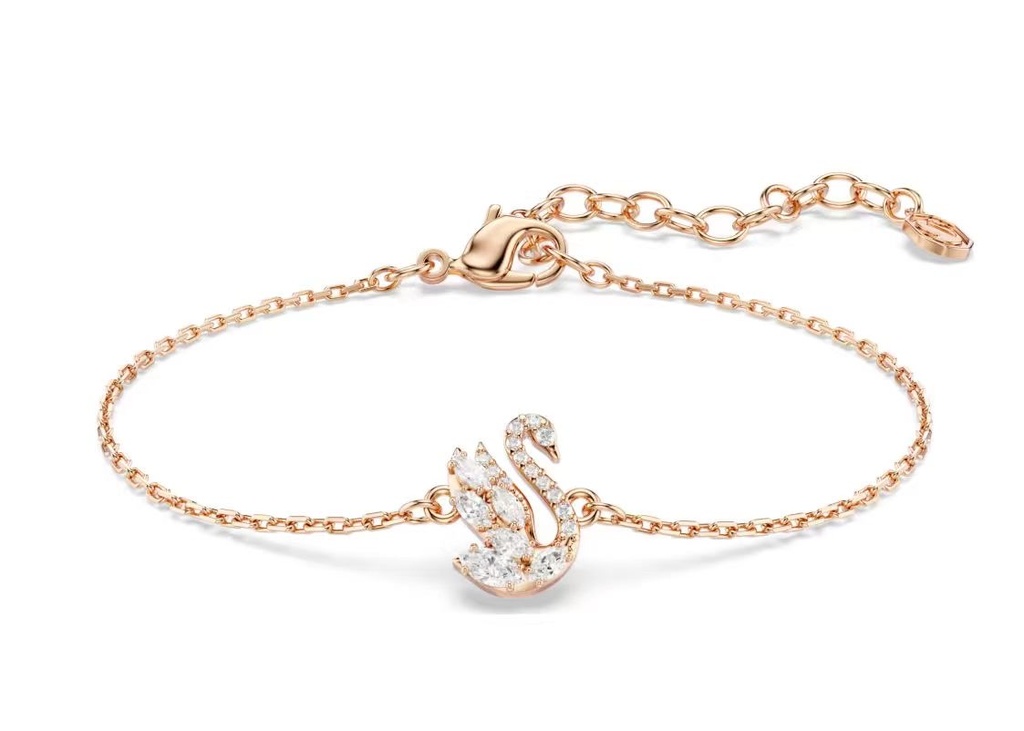 Brazalete Swan Swarovski cisne oro rosa