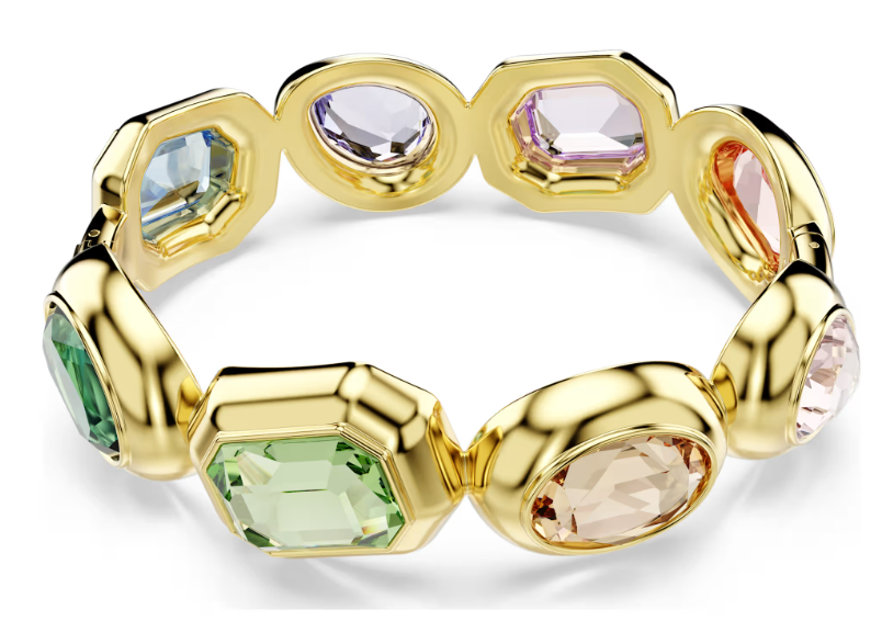 [A351] Brazalete Gema Swarovski multicolor eslabones octagonales