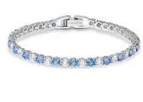 Brazalete Swarovski tenis cristales azul y blanco
