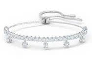 Brazalete Swarovski ajustable flecos cristal azul y blanco