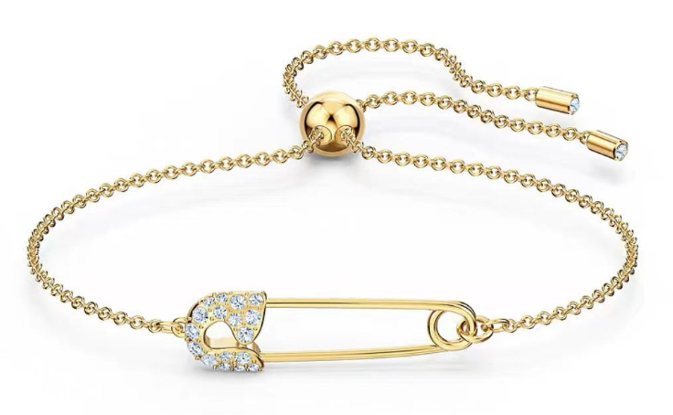 Brazalete Swarovski Alfiler de Seguridad Dorado