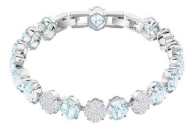 Brazalete Swarovski Tenis Cristal Celeste y Transparente