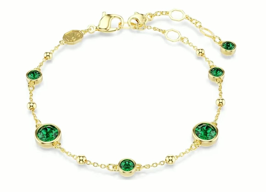 [A312] Brazalete Swarovski Constella Cristales Verdes Dorado