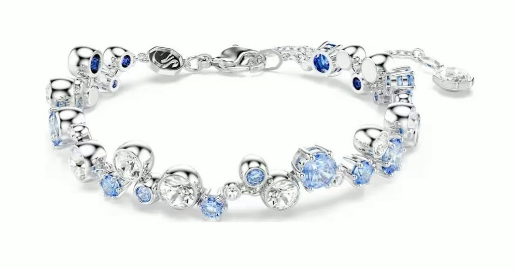 Brazalete Swarovski Cristales Azul y Transparente